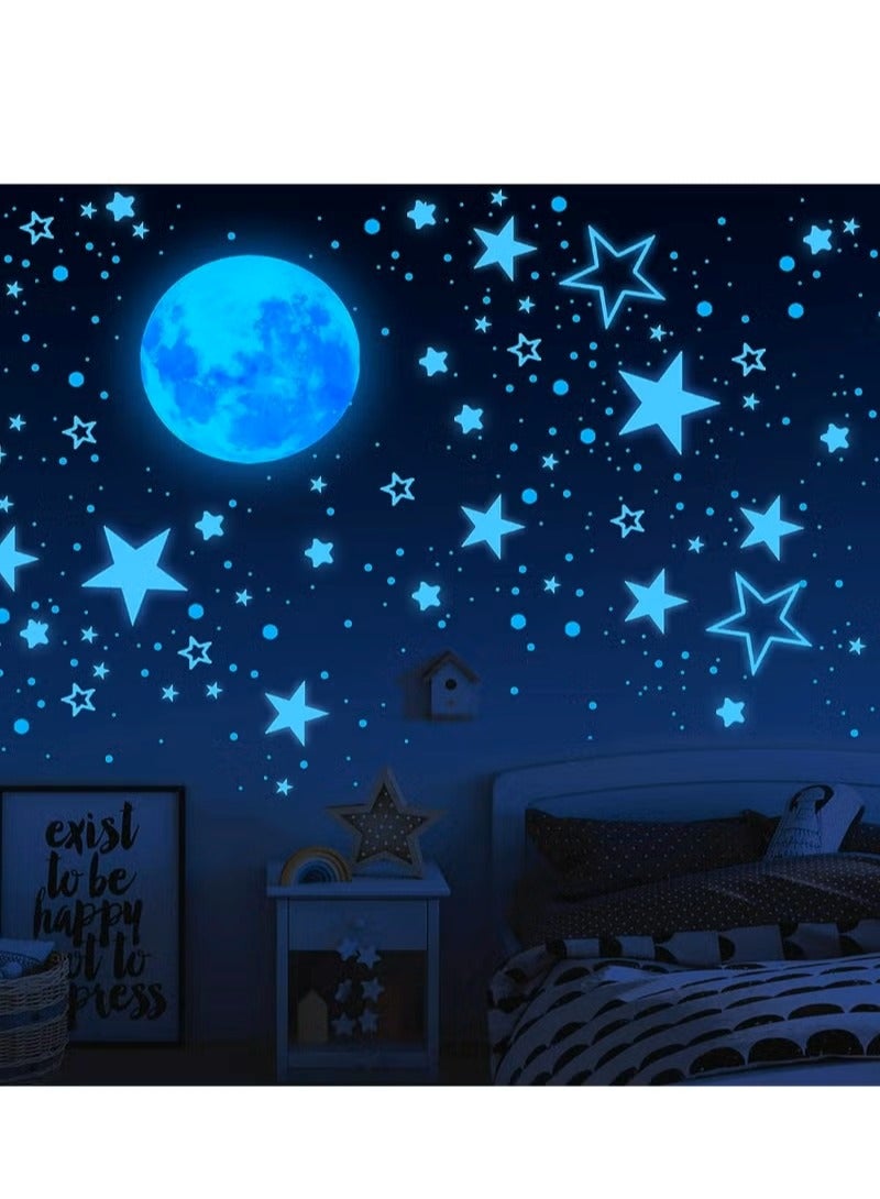 1049-Piece Wall Stickers Inculding Moon and Stars Decor, Glow in The Dark Wall Decals for Kids Room - Image 1